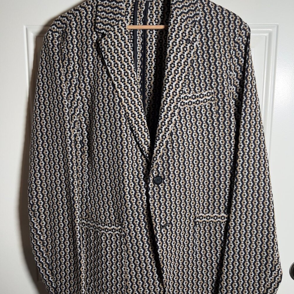 Mr. Turk Black White and Camel Knit Unlined Blazer Men's 40R